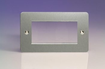 Varilight Ultraflat Brushed Steel DataGrid Twin Plate (4 Grid Spaces)