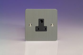 Varilight Ultra-Flat Brushed Steel 1-Gang 5A Round Pin Socket