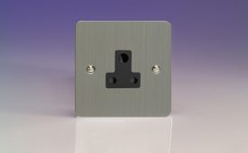 Varilight Ultraflat Brushed Steel 1-Gang 5A Round Pin Socket