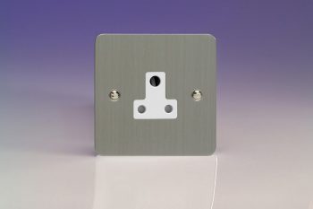 Varilight Ultra Flat Brushed Steel 1-Gang 5A Round Pin Socket