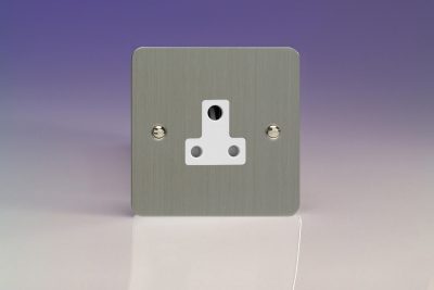 Varilight Ultra Flat Brushed Steel 1-Gang 5A Round Pin Socket