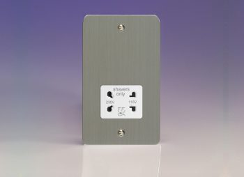 Varilight Ultra Flat Brushed Steel Dual Voltage Shaver Socket 230V/115V