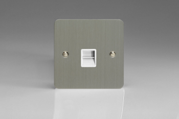 Varilight Ultraflat Brushed Steel 1-Gang Telephone Master Socket