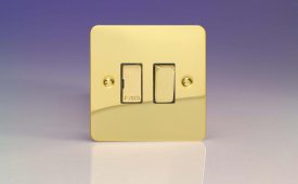Varilight Ultraflat Polished Brass 13A Switched Fused Spur with Metal Inserts