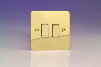 Varilight Ultraflat Polished Brass 13A Switched Fused Spur with Metal Inserts