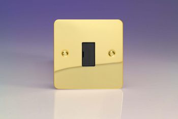 Varilight Ultraflat Polished Brass 13 Amp Unswitched Fused Spur with Black Insert