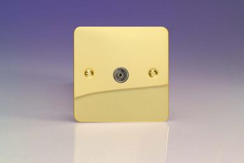 Varilight Ultraflat Polished Brass 1-Gang TV Socket, Co-Axial