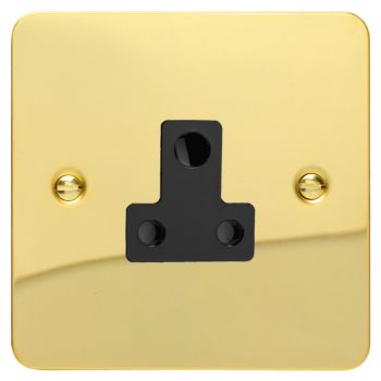 Varilight Ultra Flat Polished Brass 1-Gang 5A Round Pin Socket