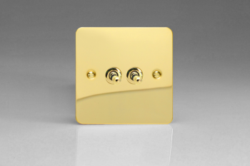 Varilight Ultraflat Polished Brass 2-Gang 10A 1- or 2-Way Toggle Switch