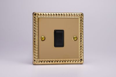 Varilight Classic Georgian Brass 1-Gang 10A 1- or 2-Way Rocker Switch