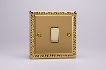 Varilight Classic Georgian Brass 1-Gang 10A 1- or 2-Way Rocker Switch with Metal Rockers