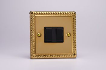 Varilight Classic Georgian Brass 2-Gang 10A 1- or 2-Way Rocker Switch