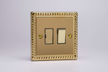 Varilight Classic Georgian Brass 13A Switched Fused Spur with Metal Inserts