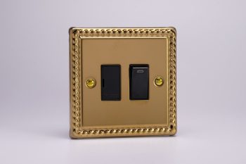 Varilight Classic Georgian Brass 13A Switched Fused Spur + Neon
