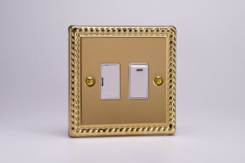 Varilight Classic Georgian Brass 13A Switched Fused Spur + Neon