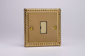 Varilight Classic Georgian Brass 13A Unswitched Fused Spur with Metal Inserts