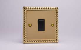 Varilight Classic Georgian Brass 1-Gang 10A Intermediate Rocker Switch