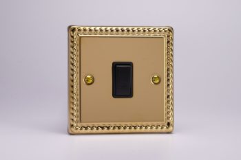 Varilight Classic Georgian Brass 1-Gang 10A Intermediate Rocker Switch