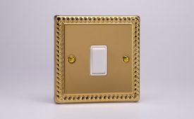 Varilight Classic Georgian Brass 1-Gang 10A Intermediate Rocker Switch