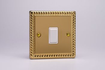 Varilight Classic Georgian Brass 1-Gang 10A Intermediate Rocker Switch