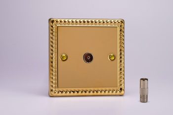 Varilight Classic Georgian Brass 1-Gang TV Socket, F-Type Satellite