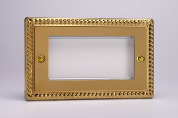 Varilight Georgian Brass DataGrid Twin Plate (4 Grid Spaces)