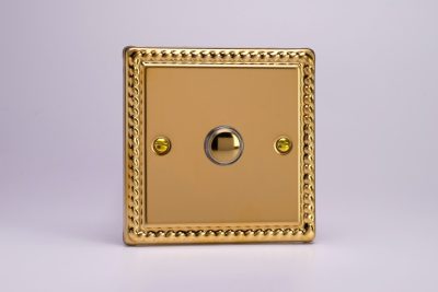 Varilight Classic Georgian Brass 1-Gang 6A 1-Way Push-to-Make Momentary Switch