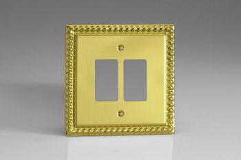 Varilight Classic Georgian Brass 2-Gang PowerGrid Plate including Yoke (Single Plate)