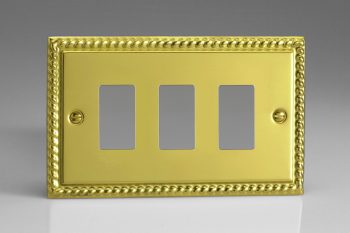 Varilight Classic Georgian Brass 3-Gang PowerGrid Plate including Yoke (Twin Plate)