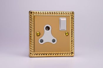 Varilight Classic Georgian Brass 1-Gang 15A Round Pin Socket