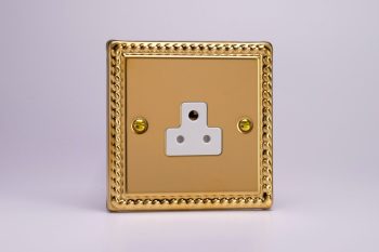 Varilight Classic Georgian Brass 1-Gang 2A Round Pin Socket