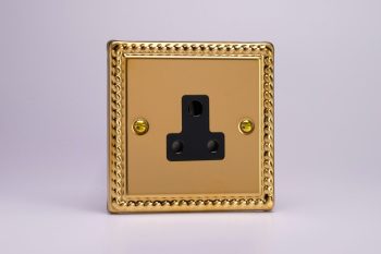 Varilight Classic Georgian Brass 1-Gang 5A Round Pin Socket