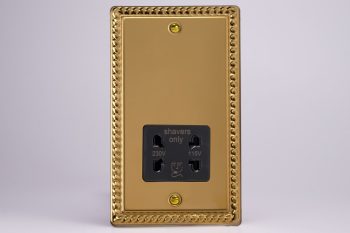 Varilight Classic Georgian Brass Dual Voltage Shaver Socket 230V/115V