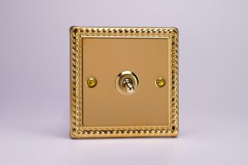 Varilight Classic Georgian Brass 1-Gang 10A 1- or 2-Way Toggle Switch