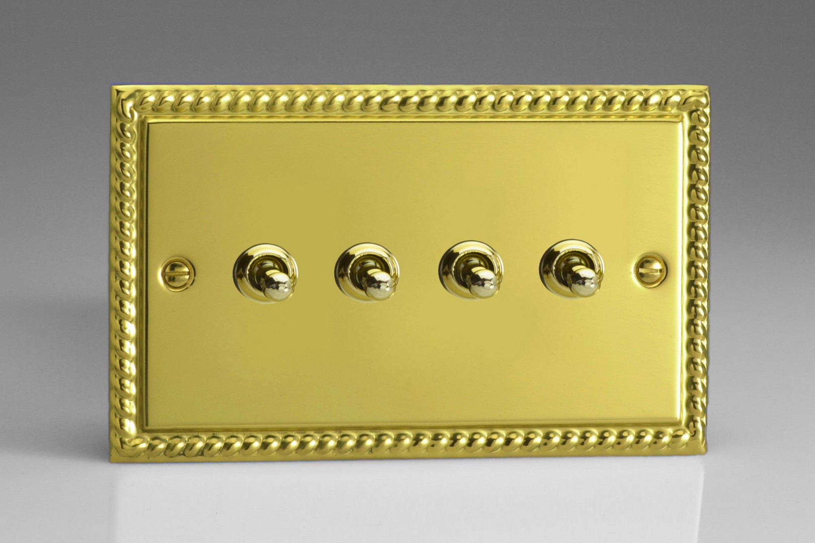 Varilight Classic Brass 4Gang 10A 1 or 2Way Toggle Switch