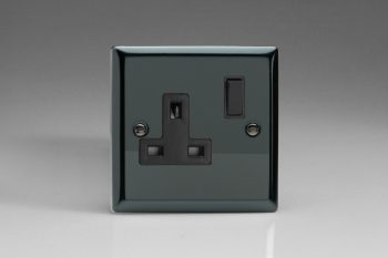 Varilight Classic Iridium Black 1-Gang 13A Double Pole Switched Socket