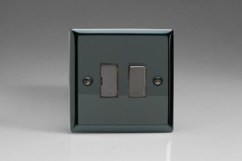Varilight Classic Iridium Black 13A Switched Fused Spur with Metal Inserts