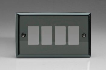 Varilight Classic Iridium Black 4-Gang PowerGrid Plate including Yoke (Twin Plate)