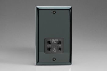 Varilight Classic Iridium Black Dual Voltage Shaver Socket 230V/115V