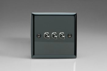 Varilight Classic Iridium Black 3-Gang 10A 1- or 2-Way Toggle Switch