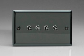 Varilight Classic Iridium Black 4-Gang 10A 1- or 2-Way Toggle Switch (Twin Plate)