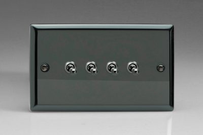 Varilight Classic Iridium Black 4-Gang 10A 1- or 2-Way Toggle Switch (Twin Plate)