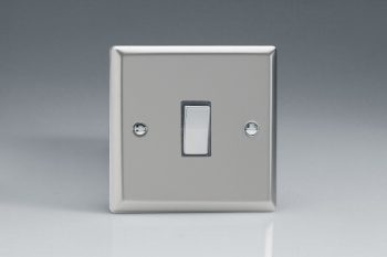Varilight Classic Satin Chrome 1-Gang 20A Double Pole Rocker Switch with Metal Rockers