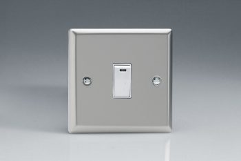 Varilight Classic Satin Chrome 1-Gang 20A Double Pole Rocker Switch + Neon Indicator Light