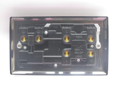 Varilight Classic Satin Chrome 45A Cooker Panel with 13A Double Pole Switched Socket Outlet (Red Rocker) - Image 2