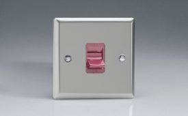 Varilight Classic Satin Chrome 45A Cooker Switch (Single Plate, Red Rocker)