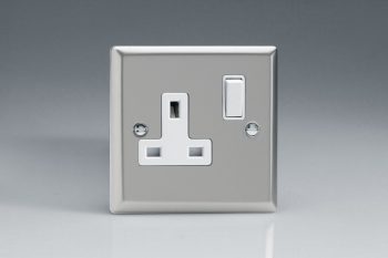Varilight Classic Satin Chrome 1-Gang 13A Double Pole Switched Socket