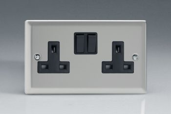 Varilight Classic Satin Chrome 2-Gang 13A Double Pole Switched Socket