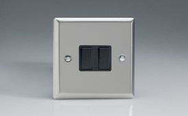 Varilight Classic Satin Chrome 2-Gang (10A Intermediate Switch + 10A 1- or 2-Way Rocker Switch)