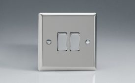 Varilight Classic Satin Chrome 2-Gang 10A Intermediate Rocker Switch with Metal Rockers